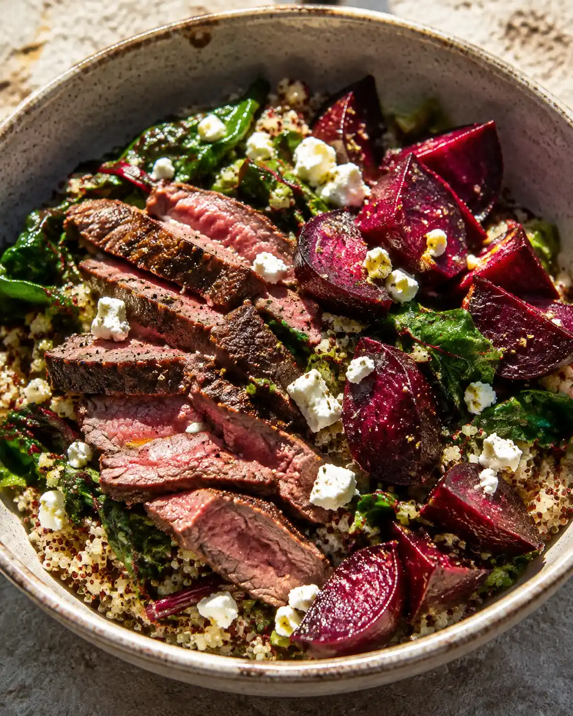 Simple Beef & Beet Quinoa Bowl